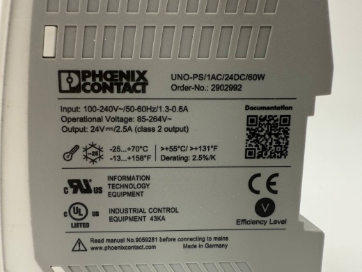 Блок питания PHOENIX CONTACT 1AC 69W 24V к машине для мойки ящиков STORM